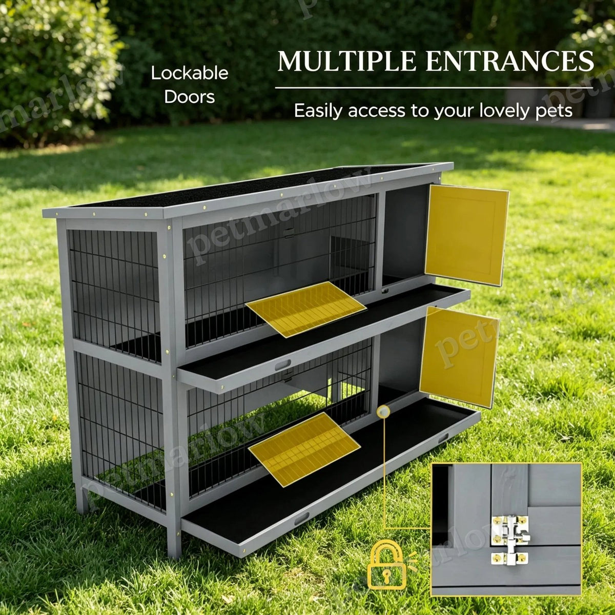 Large 2-Story Rabbit Hutch with Lockable Doors – view 4