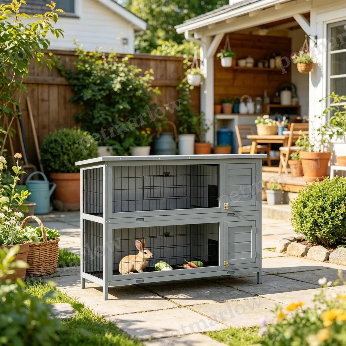 Large 2-Story Rabbit Hutch with Lockable Doors – view 5
