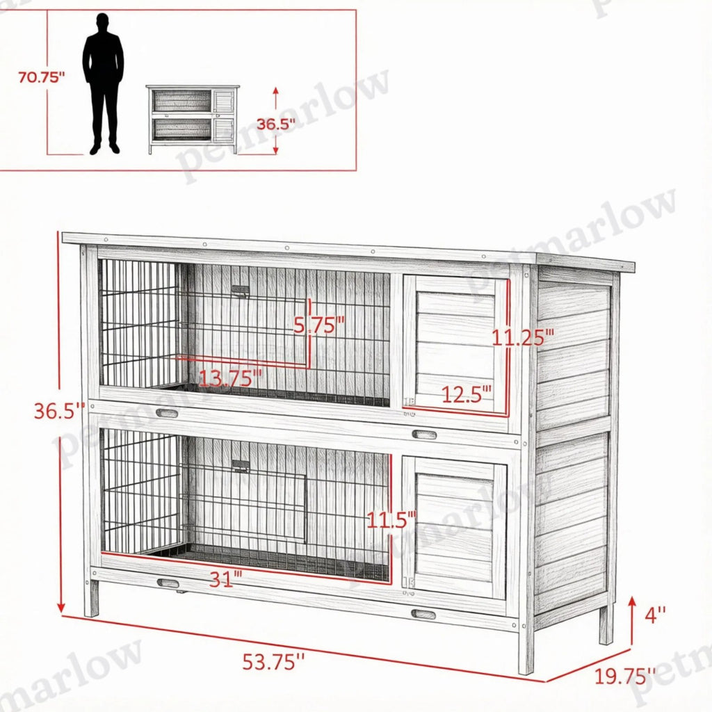 Large 2-Story Rabbit Hutch with Lockable Doors – view 6