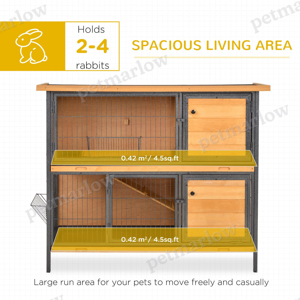 Large 2-Story Rabbit Hutch with Ramp and Metal Frame – view 3
