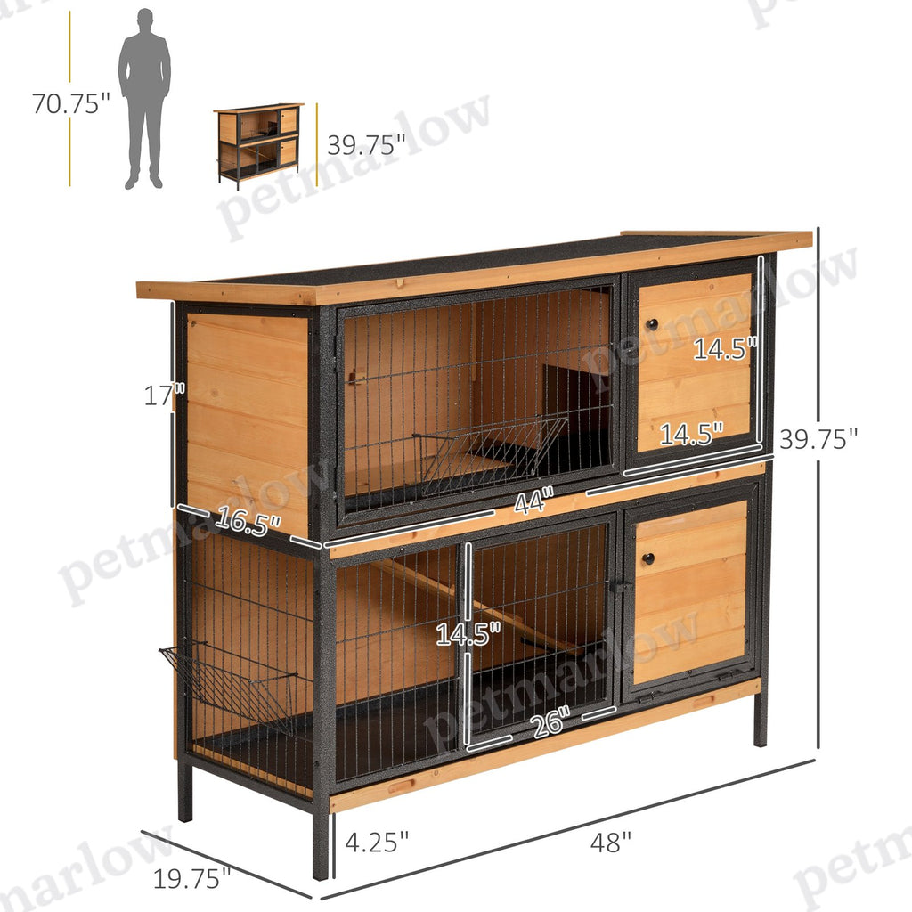 Large 2-Story Rabbit Hutch with Ramp and Metal Frame – view 4