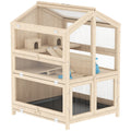 Large 3-Tier Hamster Cage with Pull-Out Tray and Openable Top – Natural Wood / 930x660x260 mm