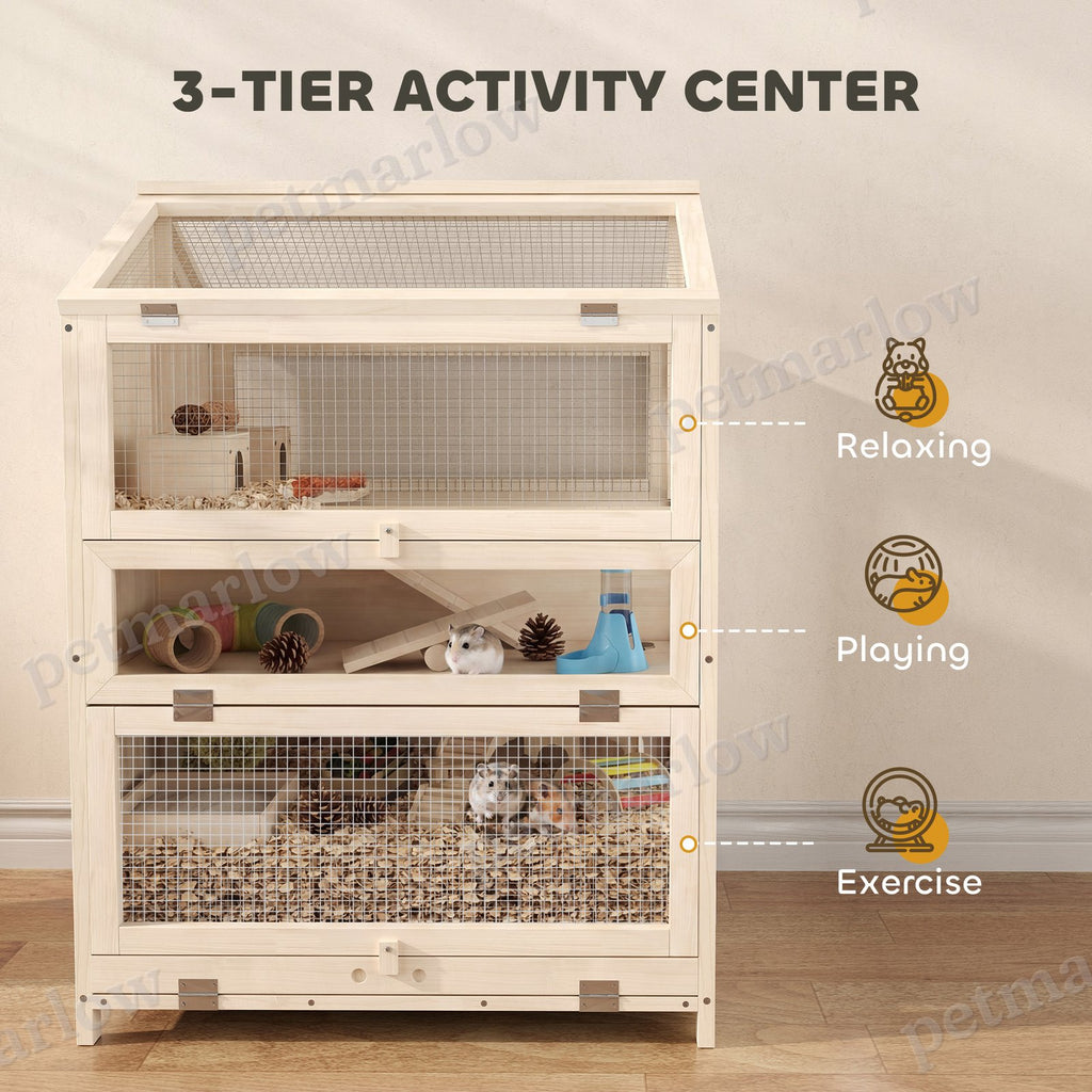 Large 3-Tier Hamster Cage with Pull-Out Tray and Openable Top – view 3