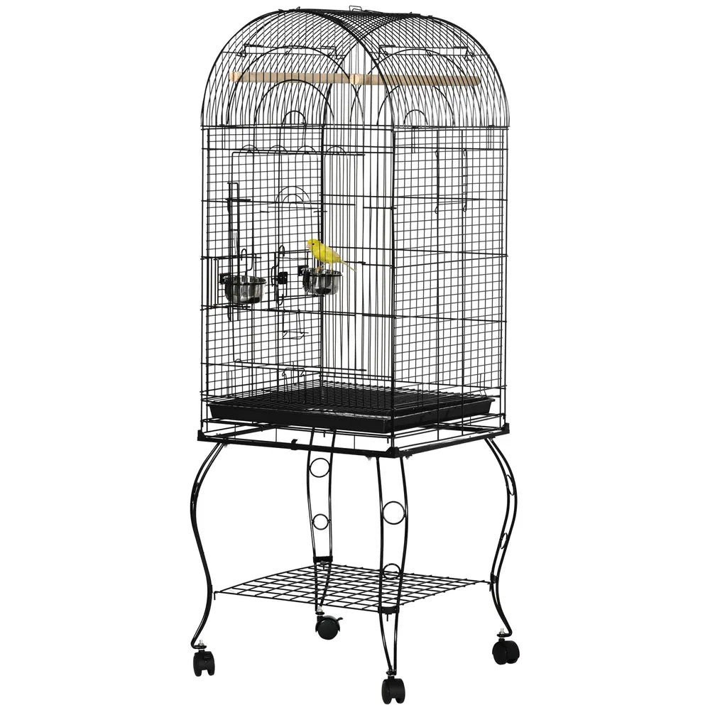 Large Bird Cage with Openable Top for Cockatiels and Sun Conures – Black