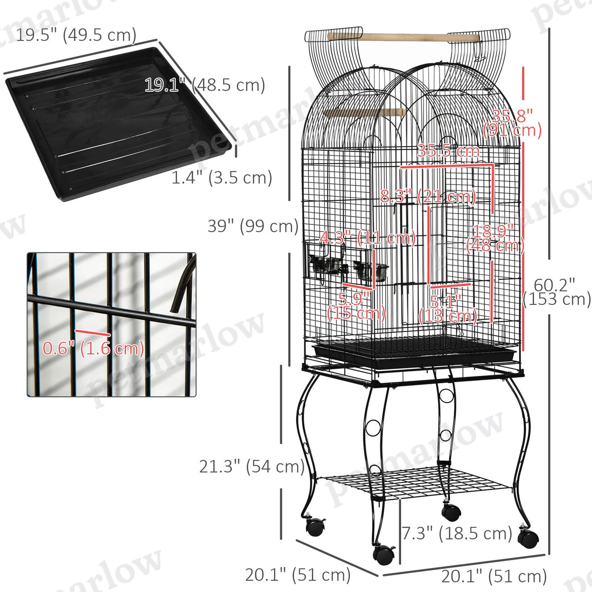 Large Bird Cage with Openable Top for Cockatiels and Sun Conures – view 5