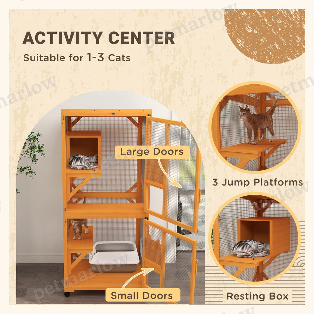 Large Cat House for 1-3 Cats on Wheels – view 3