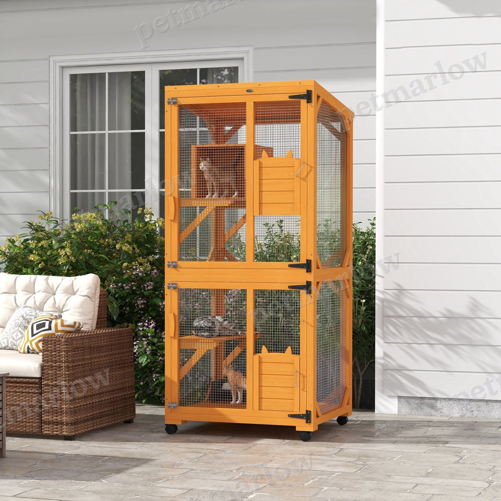 Large Cat House for 1-3 Cats on Wheels – view 4