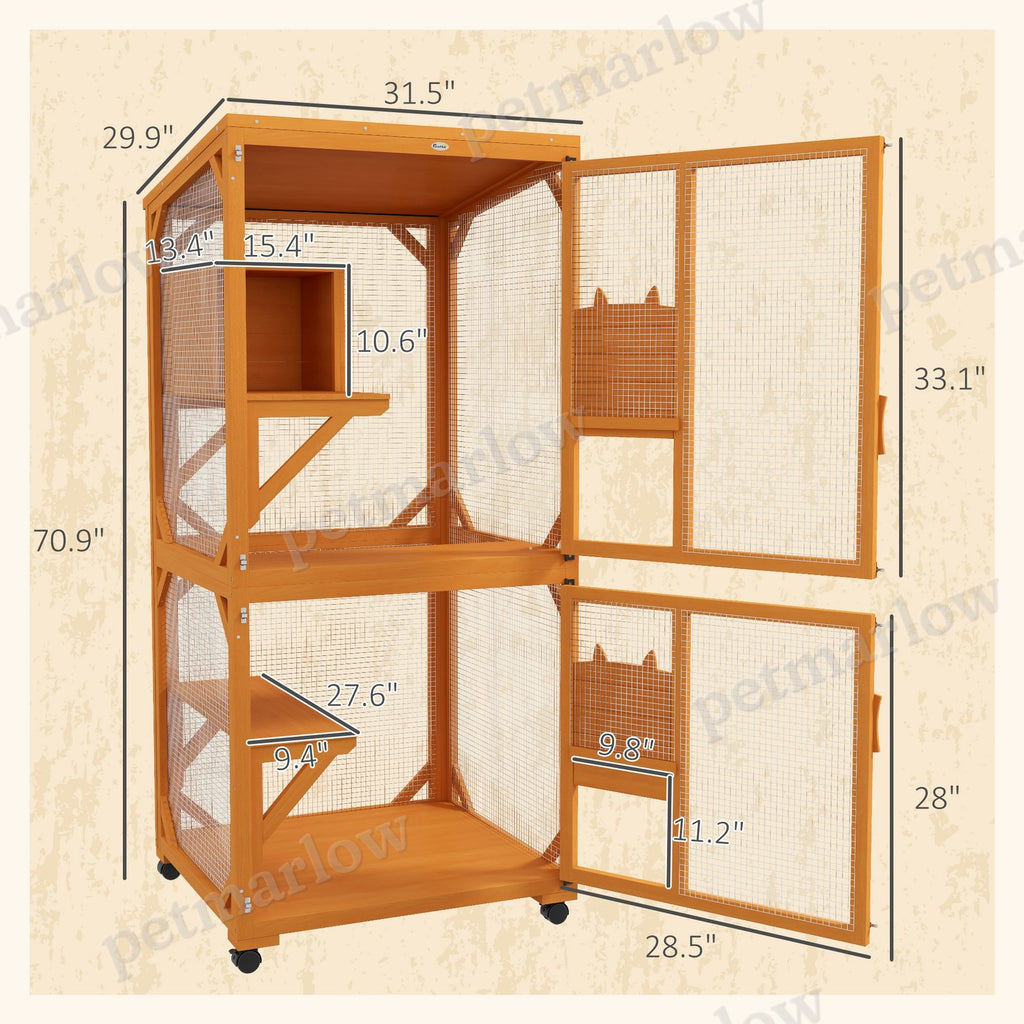 Large Cat House for 1-3 Cats on Wheels – view 5