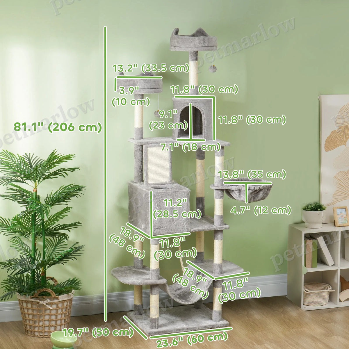 Large Cat Tree with Scratching Posts and Hammocks – view 3