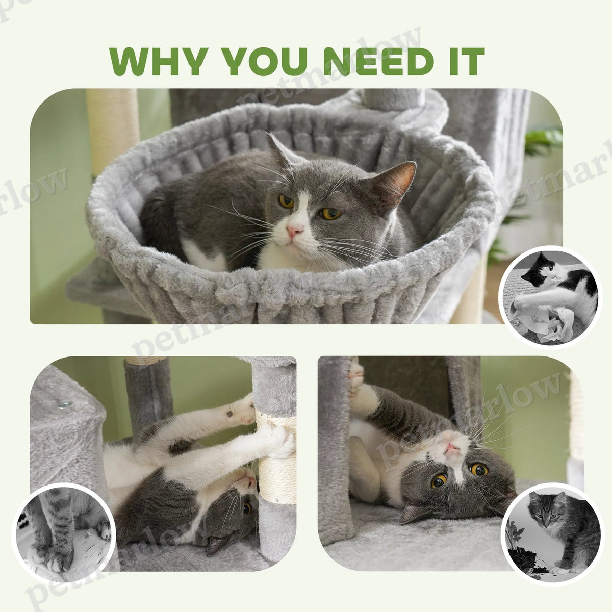 Large Cat Tree with Scratching Posts and Hammocks – view 4