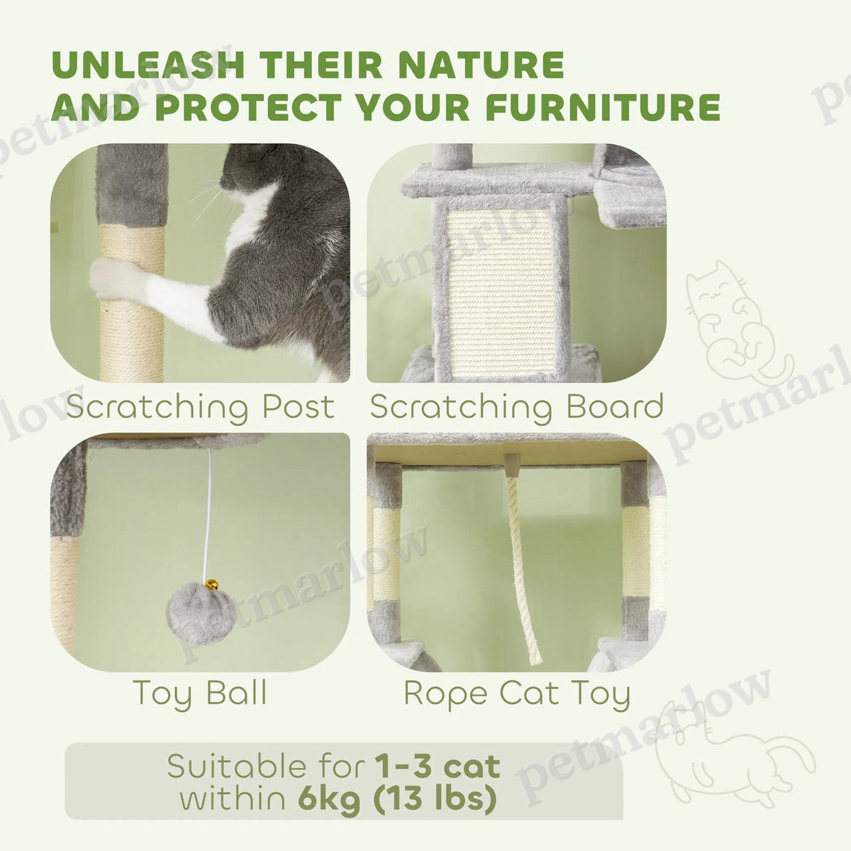 Large Cat Tree with Scratching Posts and Hammocks – view 5