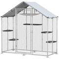 Large Walk-in Cat Enclosure with Adjustable Platforms – Silver / 1830x355x160 mm