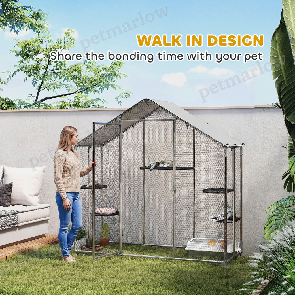 Large Walk-in Cat Enclosure with Adjustable Platforms – view 3