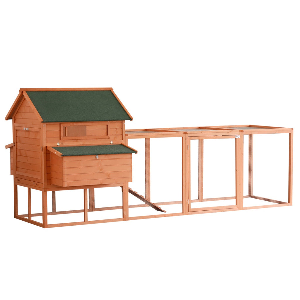 Large Chicken Coop with Nesting Box and Outdoor Run – Natural Wood 5 / 1060x890x290 mm