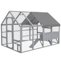 Large Chicken Coop with Nesting Box for 8-12 Chickens – Gray / 1240x740x225 mm