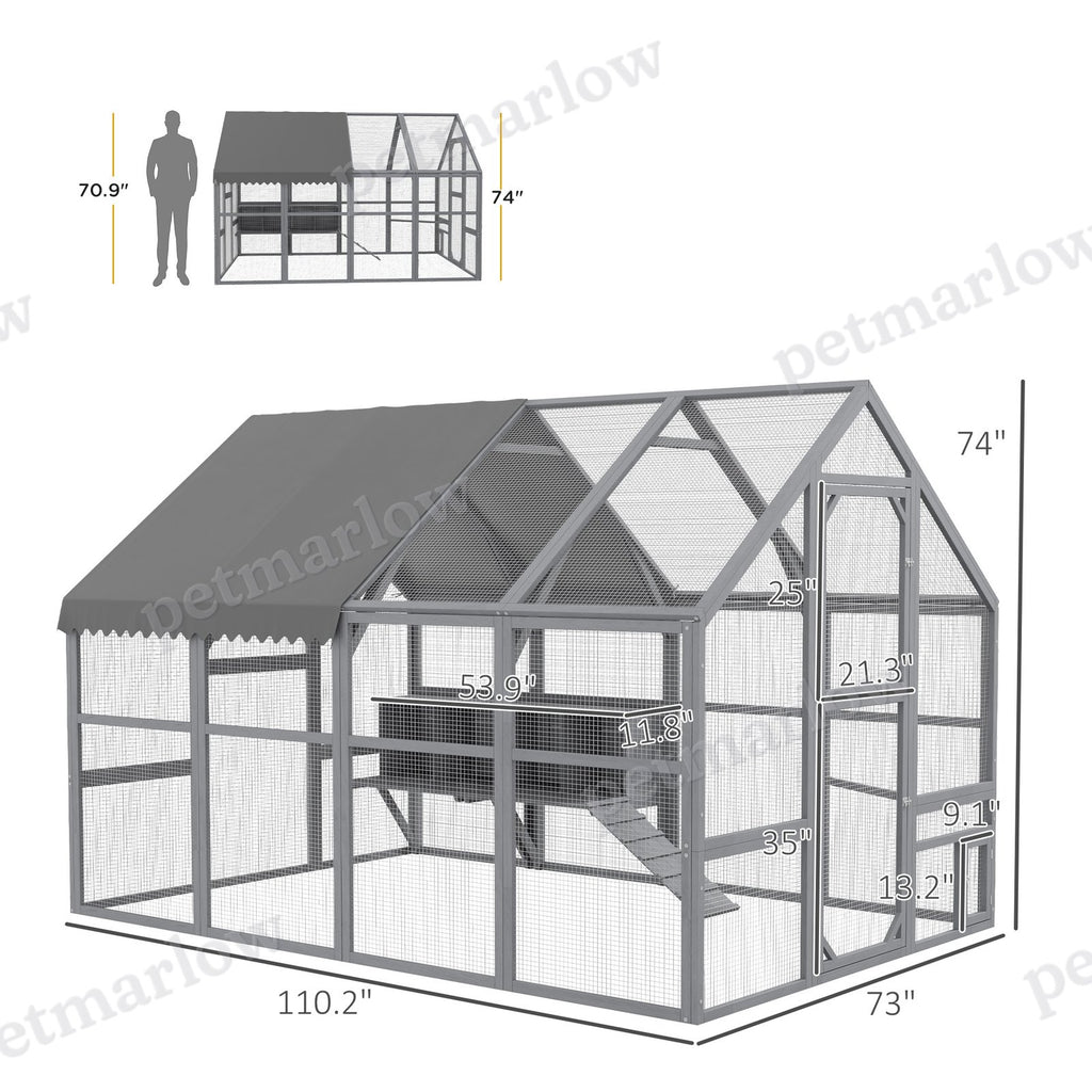 Large Chicken Coop with Nesting Box for 8-12 Chickens – view 3