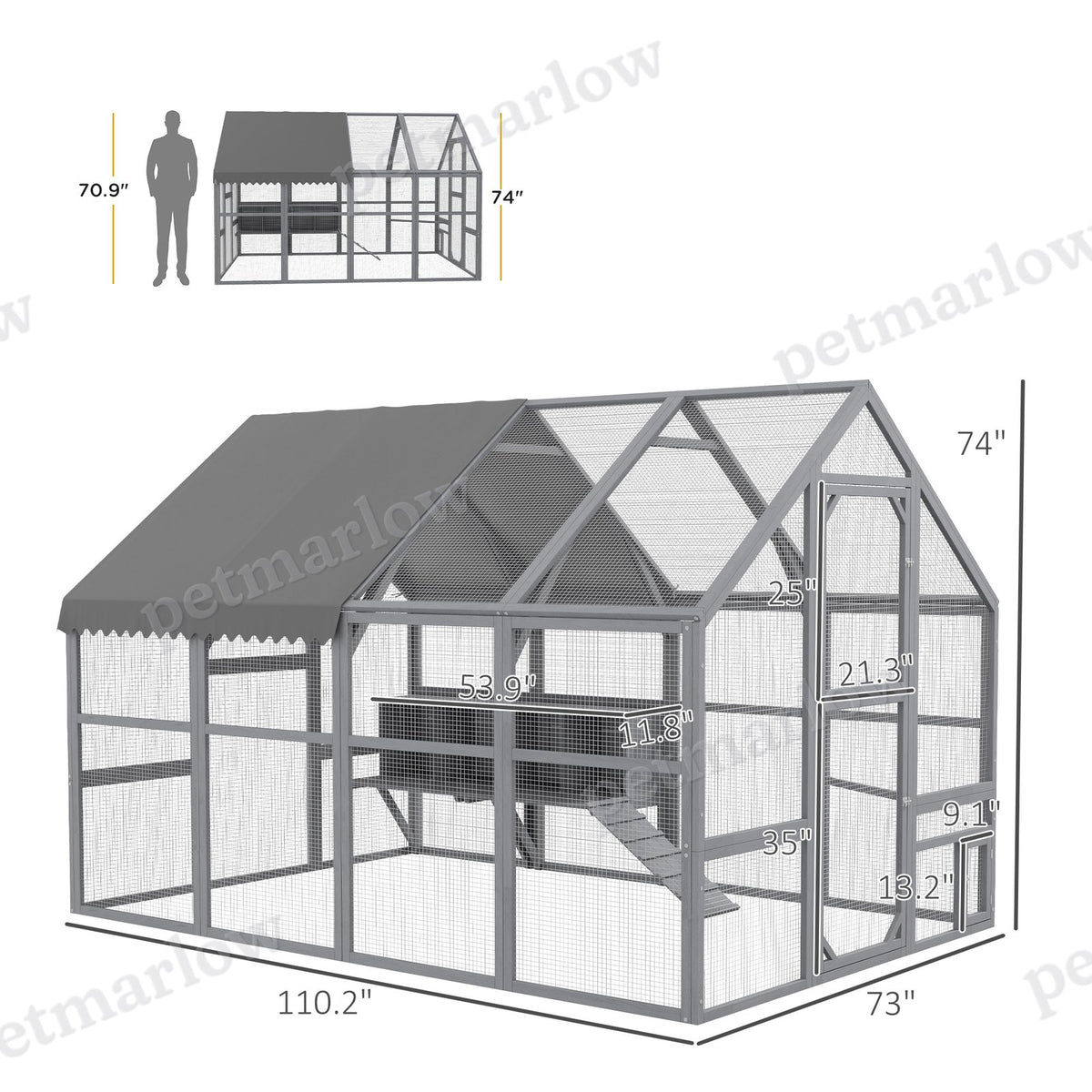 Large Chicken Coop with Nesting Box for 8-12 Chickens – view 3