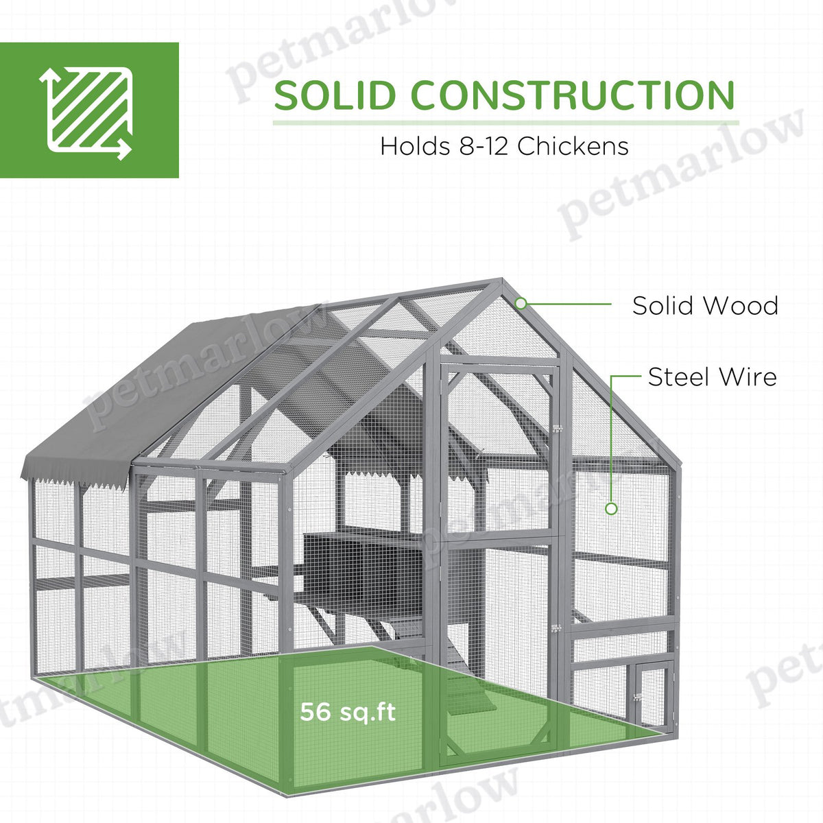 Large Chicken Coop with Nesting Box for 8-12 Chickens – view 5