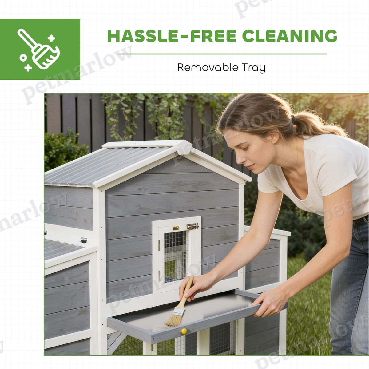 Large Chicken Coop with Nesting Boxes and Removable Tray – view 3