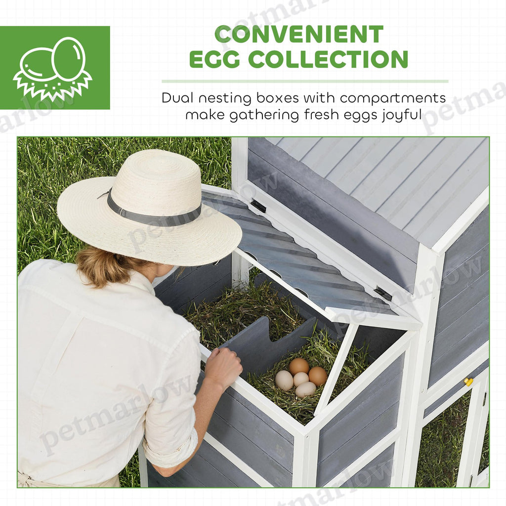 Large Chicken Coop with Nesting Boxes and Removable Tray – view 4