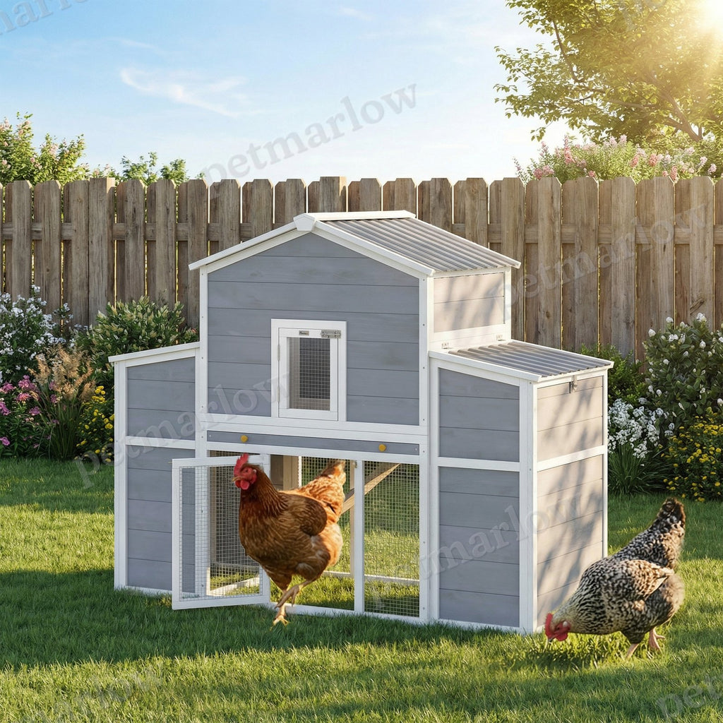 Large Chicken Coop with Nesting Boxes and Removable Tray – view 6