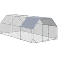 Large Chicken Coop with Waterproof Cover for Poultry – Silver / 1950x350x190 mm