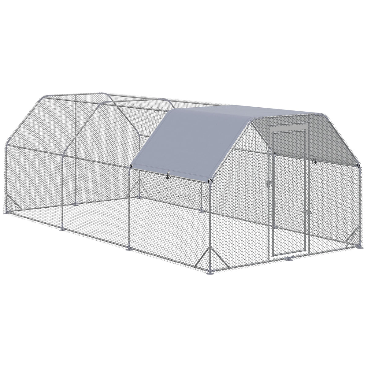 Large Chicken Coop with Waterproof Cover for Poultry – Silver / 1950x350x190 mm