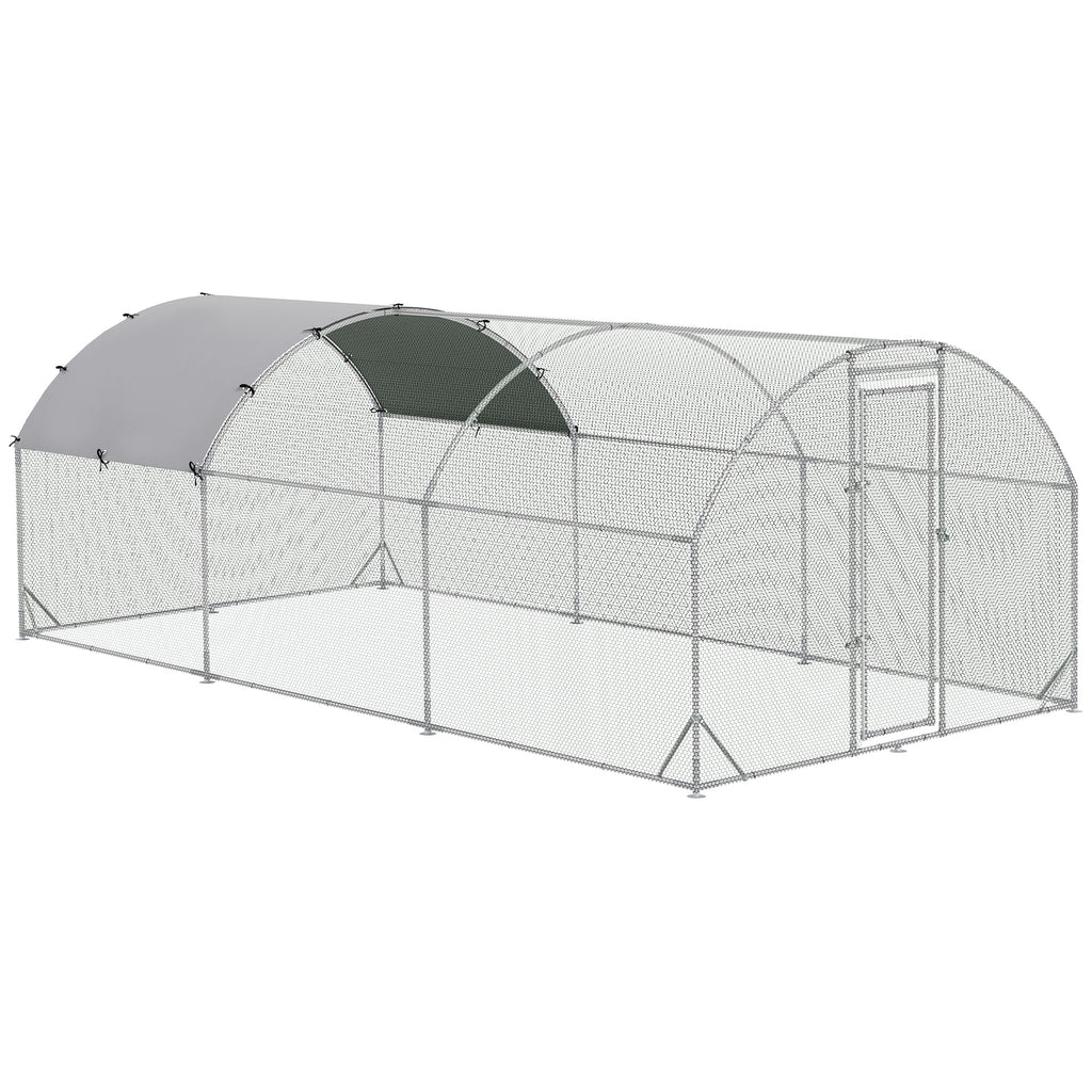 Large Chicken Coop with Waterproof Cover for Poultry – Silver / 1950x400x190 mm