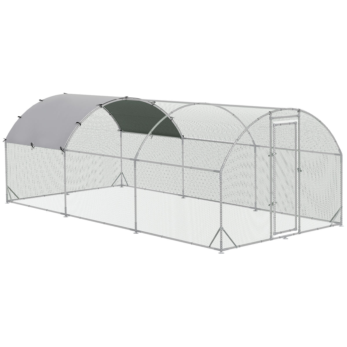 Large Chicken Coop with Waterproof Cover for Poultry – Silver / 1950x400x190 mm