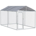 Large Dog Kennel Outdoor Playpen with Canopy Cover – Silver