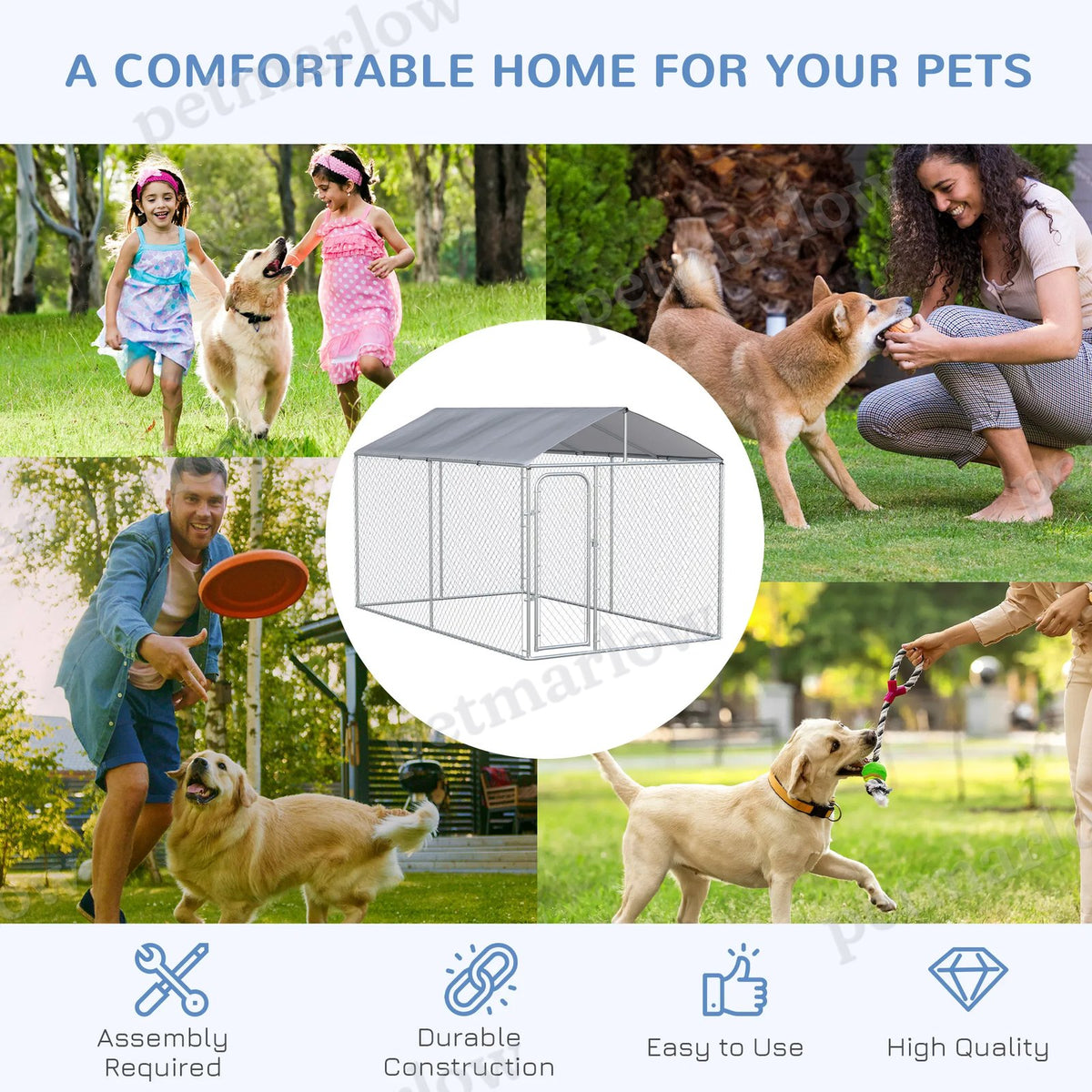 Large Dog Kennel Outdoor Playpen with Canopy Cover – view 3