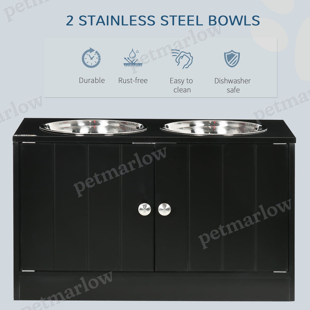 Large Elevated Dog Bowls with Storage Cabinet – view 4