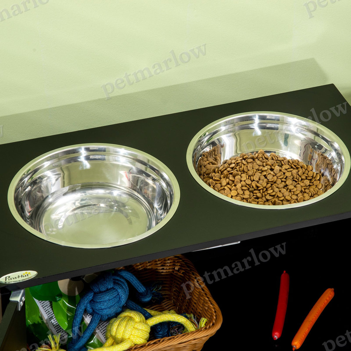 Large Elevated Dog Bowls with Storage Cabinet – view 5