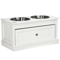 Large Elevated Dog Bowls with Storage Drawer for Easy Feeding – White / 700x380x220 mm