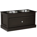 Large Elevated Dog Bowls with Storage Drawer for Easy Feeding – Coffee Brown / 700x380x220 mm