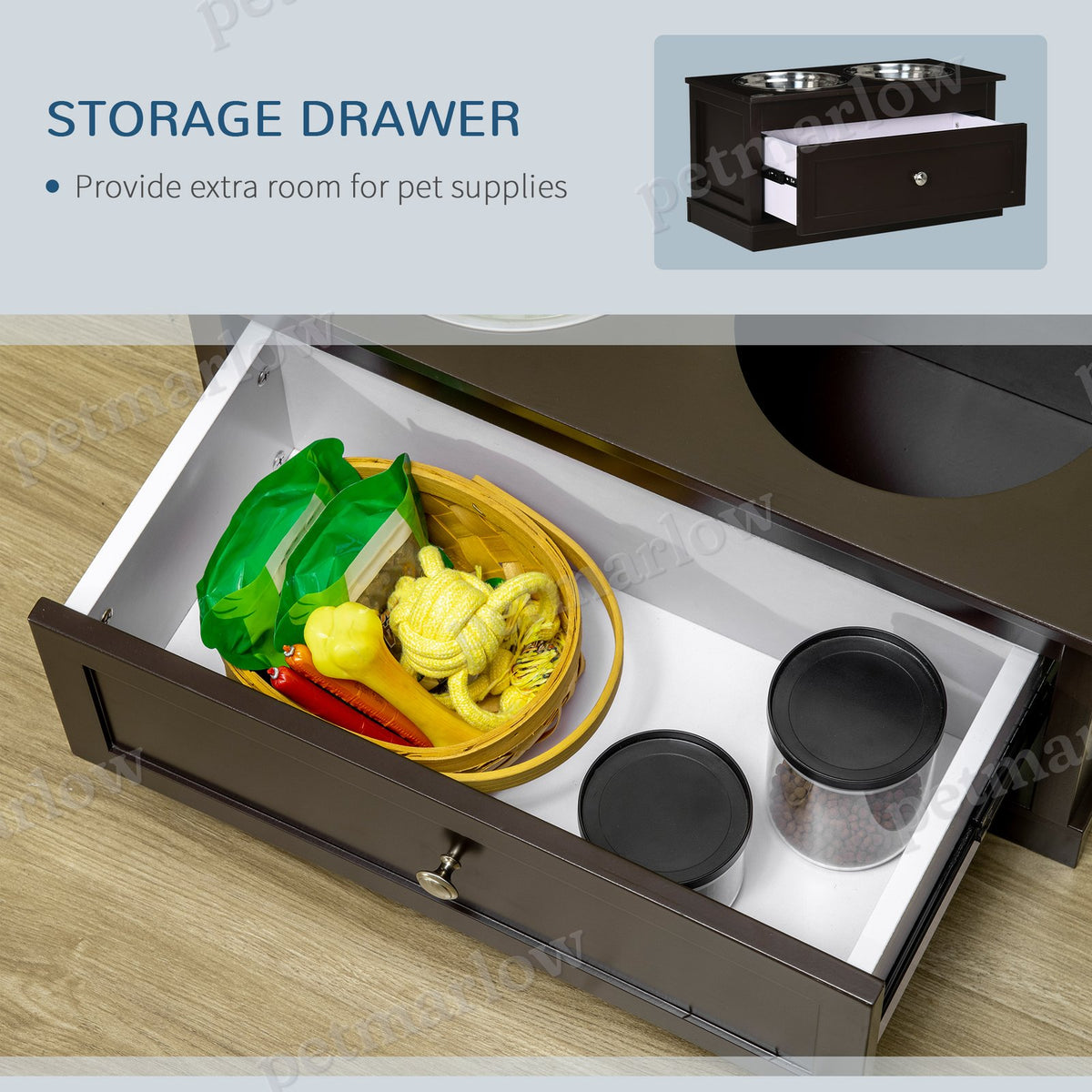 Large Elevated Dog Bowls with Storage Drawer for Easy Feeding – view 5