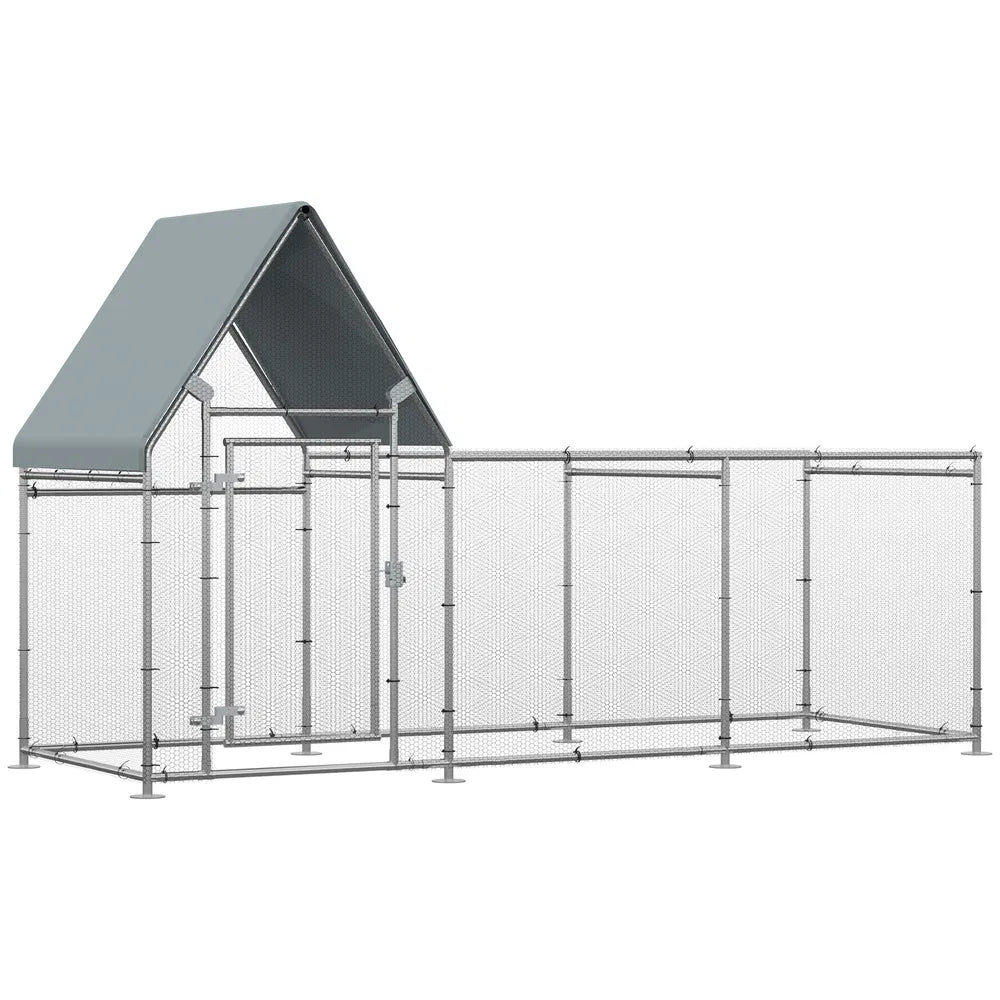 Large Galvanized Chicken Coop for Poultry and Small Animals – Silver