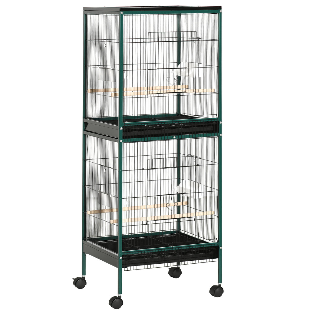 Large Indoor Bird Cage with Multi-Door Access and Wheels – Green / 1420x610x115 mm