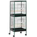 Large Indoor Bird Cage with Multi-Door Access and Wheels – Green / 1420x610x115 mm
