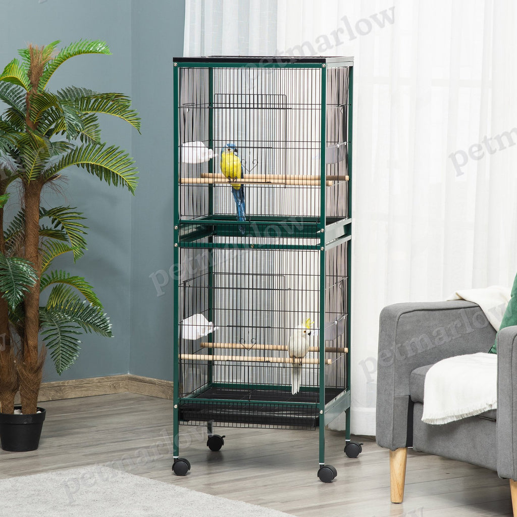 Large Indoor Bird Cage with Multi-Door Access and Wheels – view 3
