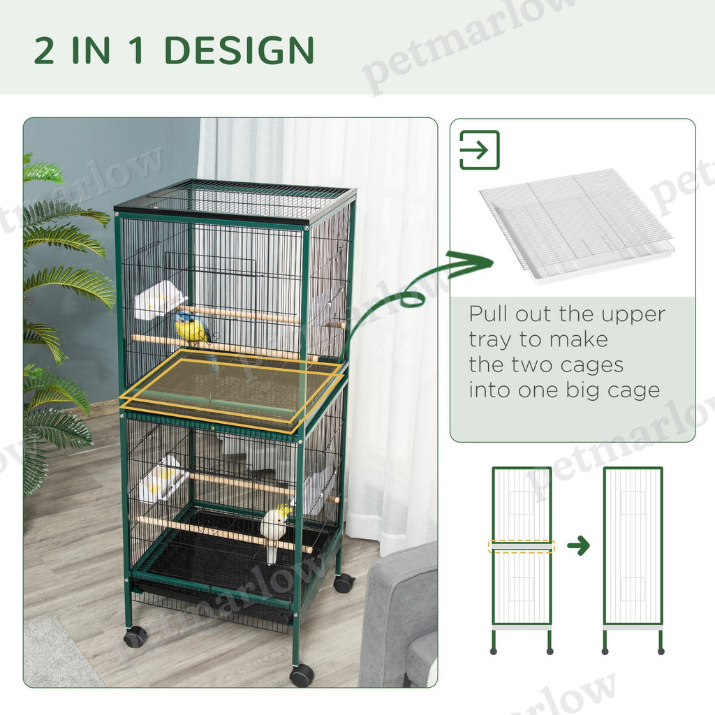 Large Indoor Bird Cage with Multi-Door Access and Wheels – view 4