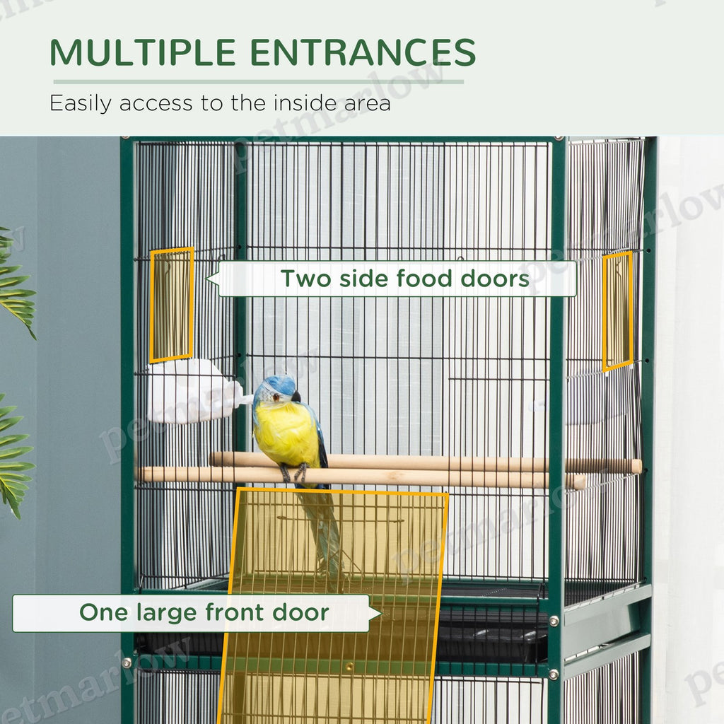 Large Indoor Bird Cage with Multi-Door Access and Wheels – view 5