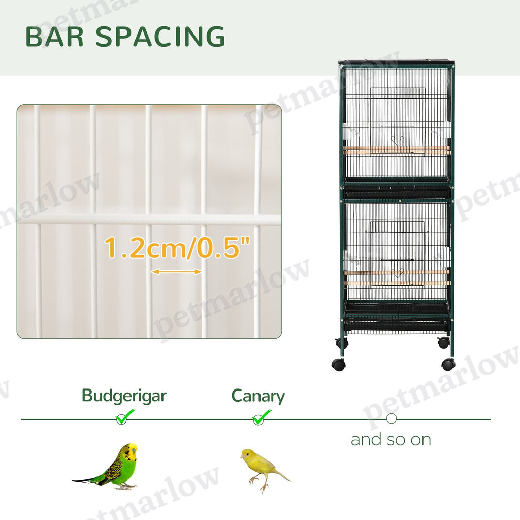 Large Indoor Bird Cage with Multi-Door Access and Wheels – view 6