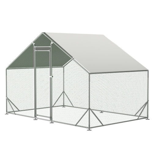 Large Metal Chicken Coop for Secure Outdoor Shelter – Silver