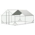 Large Metal Chicken Coop with Walk-In Design for Poultry – Silver