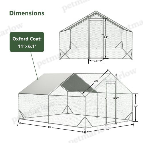 Large Metal Chicken Coop with Walk-In Design for Poultry – view 3