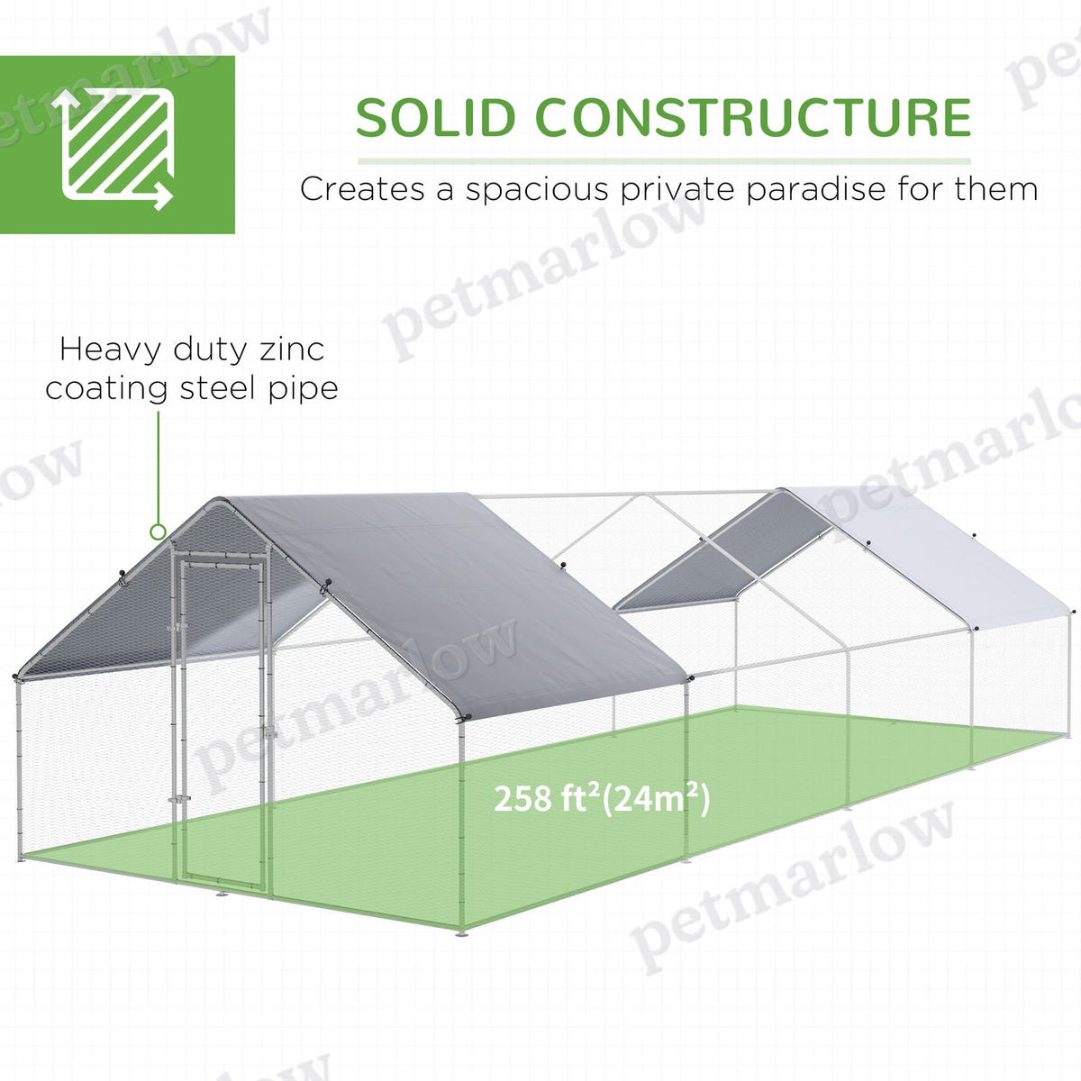 Large Metal Chicken Coop with Waterproof Cover – view 3