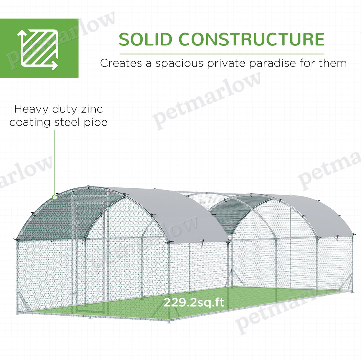 Large Metal Chicken Coop with Waterproof Cover for Outdoor Use – view 3