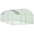 Large Metal Chicken Coop with Waterproof Cover for Poultry – Silver