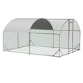 Large Metal Chicken Coop with Waterproof Cover for Poultry – Silver